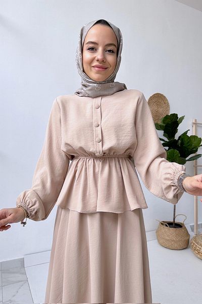 Ka Hijab Milk Coffee Skirt Suit Set