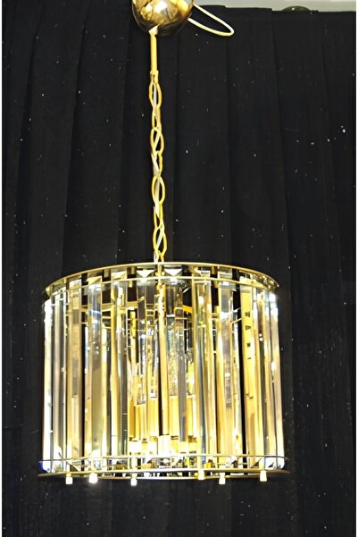 ÖZÇELİKLER Beliz Oval 25 Lik Gold Salon Kristal Taşlı Lüks Luxury Avize