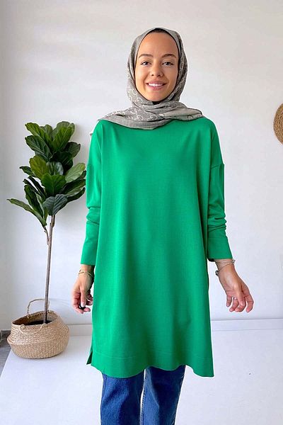 Ka Hijab Tunica Hijab Mercerizata Guler Stand - Verde