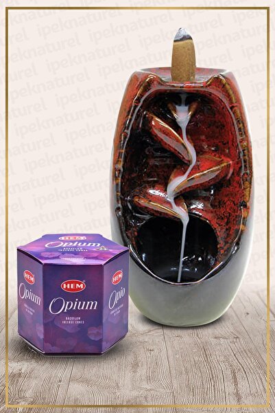 İpek Naturel Geri Akışlı Şelale Temalı Kırmızı Tütsülük No:17 Ve Opium Konik ...