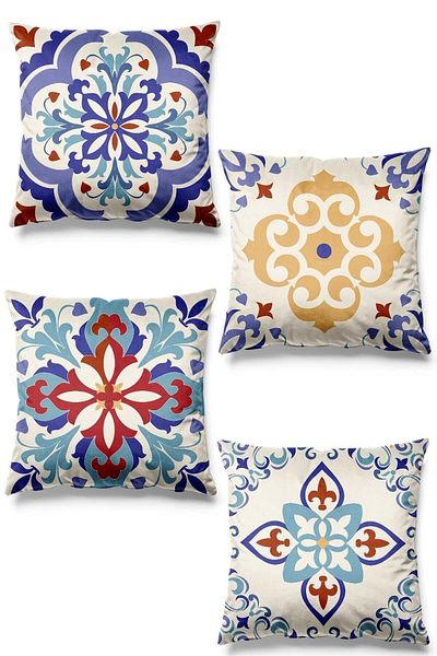 Pilloveland Husă de pernă din piele intoarsă, imprimată pe două fețe, cu model din ceramică