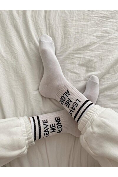 Peri Çorap 3 чифта бели колежански чорапи с шарка „Leave Me Alone“