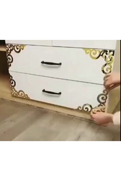 Evsay Aynalı Pleksi Çekmece Dolap Kenarı Süsü 4'lü