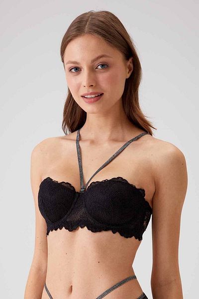 Pierre Cardin Γυναικείο Μαύρο 4732 Underwire Soft Push Up Στράπλες Μονό Σουτιέν