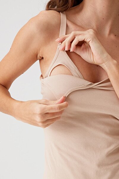 Pierre Cardin Kadın Ten 1031 Pamuklu Göğüs Ucu Belli Etmeyen Kaplı Emzirme Atleti