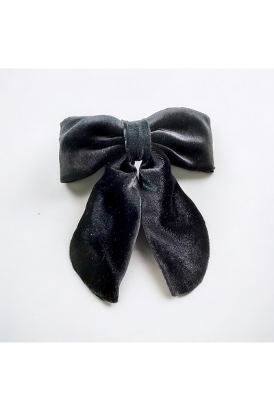 alsaccessories Agrafă de păr cu model de fundă de catifea neagră