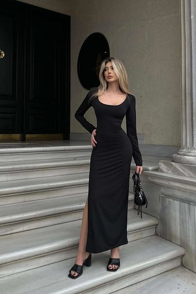 lumuteks Μαξι φόρεμα με λεπτομέρεια με τετράγωνο λαιμό χωρίς πλάτη