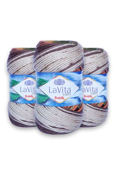 LaVita Yarn Batik, Πλεκτό νήμα χειρός 3 Πακέτο Taka Yarn (DG07-SKULENT)