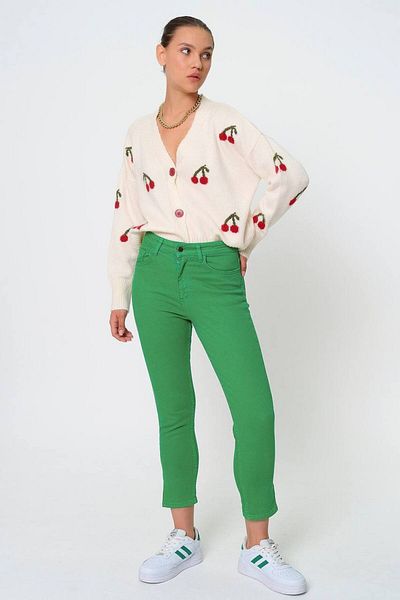 Bisou Women's Ecru Cherry Cardigan