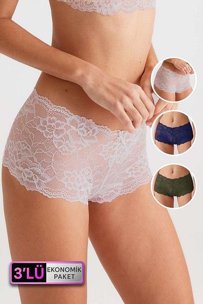 Pierre Cardin 2132 Model Fancy Lace Bleumarin și Kaki Pantaloni scurti - Pachet economic de 3