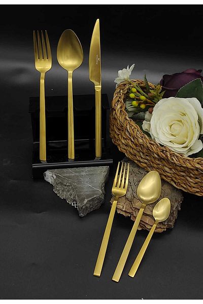 Wessenburg Berlin Matte Gold 72 Piece Fork Spoon Knife Set