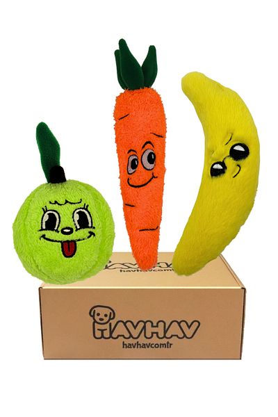 Havhav Dog Toy Set 3 Pieces Plush Dog Toy Apple Banana And Carrot Themed Dog Toys With Sounds