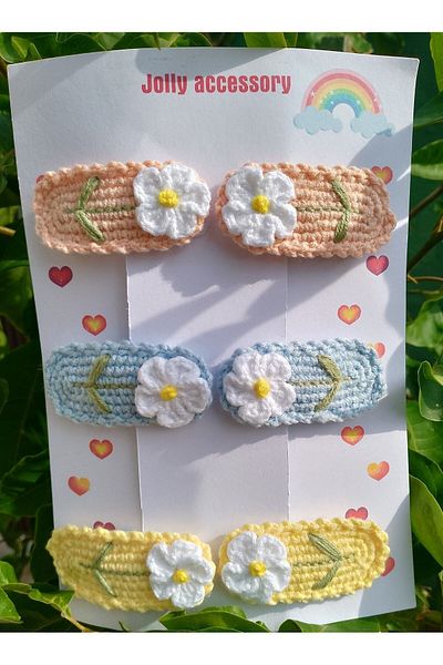 Jolly accesory Multicolored 6-Piece Mother and Child Knitted Buckle Set