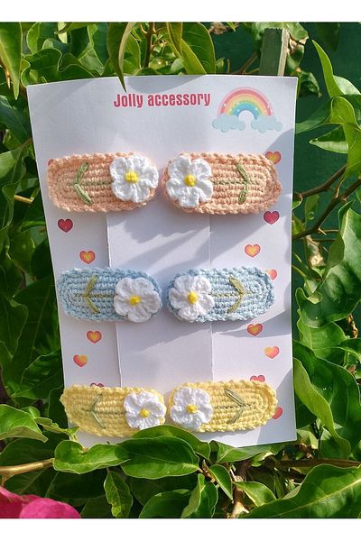 Jolly accesory Multicolored 6-Piece Mother and Child Knitted Buckle Set