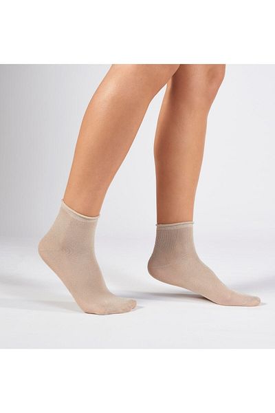 Forwena Ecru Glitter Collection Quarter Elastic Seamless Women's Half Sock Socks