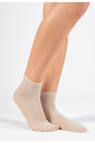 Forwena Ecru Glitter Collection Quarter Elastic Seamless Women's Half Sock Socks