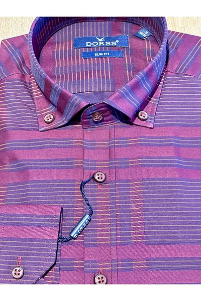 Dorss Long Sleeve Slim Fit Striped Cotton Classic Men's Shirt