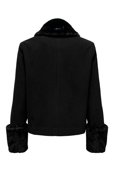 ONLY ONLLINARA FAUX FUR COLLAR JACKET Fur Collar and Sleeves (Removable) Button Closure Stitched Jacket