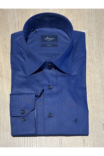 Daniel Bessi Μακρυμάνικο Slim Fit Basic Βαμβακερό Navy Blue Classic Ανδρικό πουκάμισο
