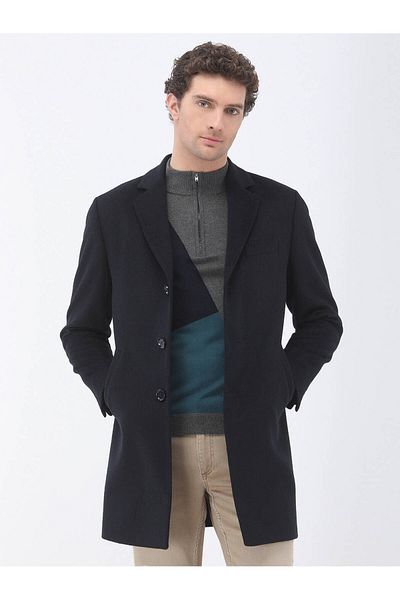 Kip Butterfly Collar Single Slit Regular Fit Wool Blend Men's Coat