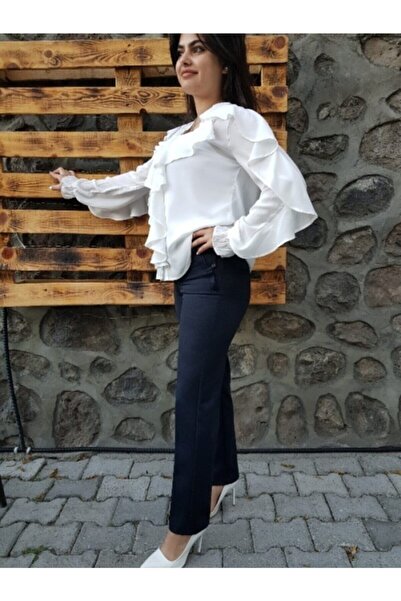 FERGAN Women's Navy Blue Ankle Length Pants