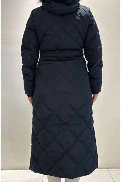 Kayra Baklava Desenli Suni Kürklü Kaz Tüyü Mont A23-27003