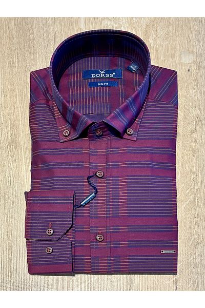 Dorss Long Sleeve Slim Fit Striped Cotton Classic Men's Shirt