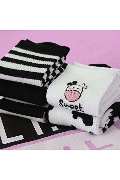 Bolero Πακέτο με 5 ασπρόμαυρες κάλτσες με σχέδιο αγελάδας