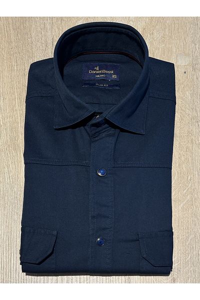 Daniel Bessi Μακρυμάνικο Slim Fit Πτυσσόμενο μανίκι 100% βαμβακερό διπλό κάλυμμα με τσέπη που κλείνει με κουμπωτό πουκάμισο casual