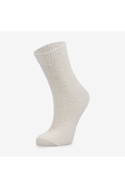 Bolero Tüylü Simli Krem Ev Çorabı