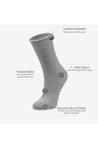 Bolero Roll Top Rubberless Women's Gray Bamboo Socket Socks