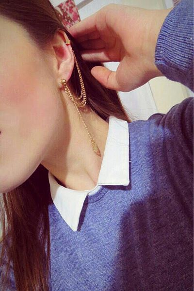 Rednose Chain Dangle Gold Leaf Earrings
