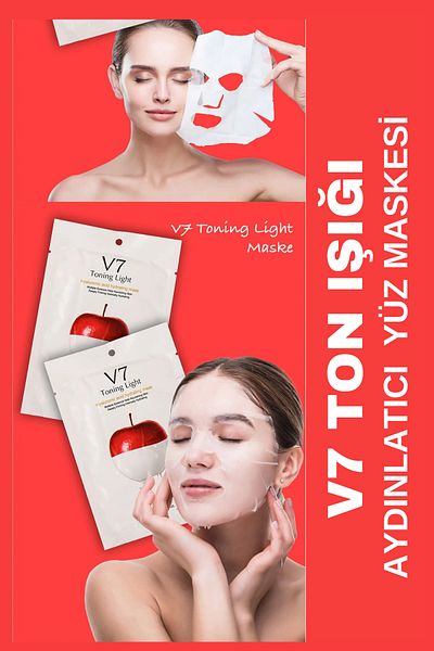 QNİAY V7 Ton Light One Toning Light Sticking Mask Instant Brightening 1pc 30ml Vitamin Mask Home Care
