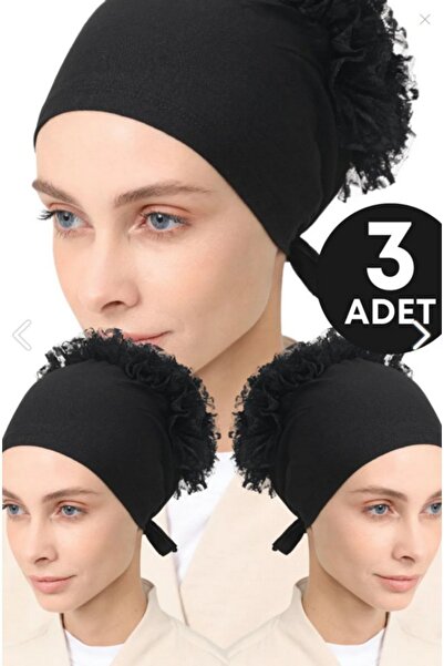 tessetür Bone diyarı 3 bucăți eșarfe cu volane fără dinte, negre, pentru purt...