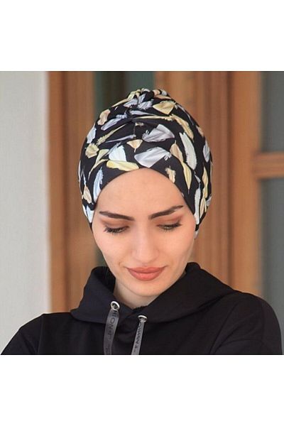 tessetür Bone diyarı Feather Patterned Cross Bonnet
