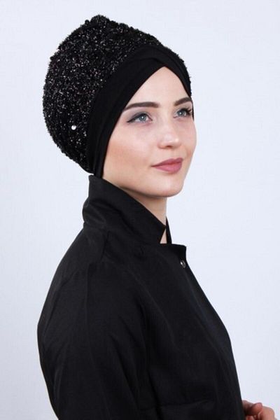 tessetür Bone diyarı Bone Cross cu paiete de la negru la metalic