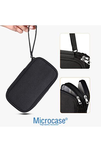 Microcase Taşınabilir Su Geçirmez Çift Katman Fermuarlı 8 Bölmeli Hard Disk Seyahat Çantası Organizer Al4210