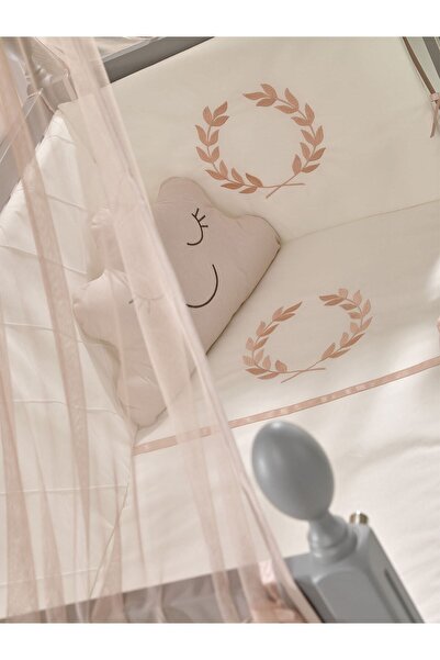 Meltem Smart Kral Anne Yanı Ahşap Sallanır Beşik 60x120 cm (gri-motto pudra)