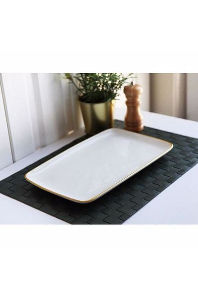 Mabeyn Ceramic White Gold Ordövr Plate