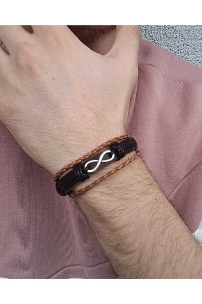 BSN Infinity Figured Leather Bracelet