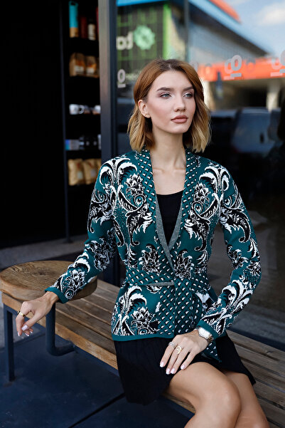 Threeco Cardigan de tricotaj cu curea cu model șal