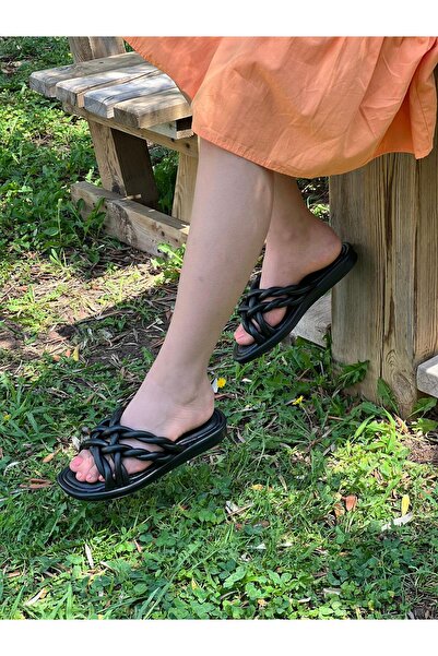 DİVA Diva Μαύρο Πλεκτό Γυναικείο Καθημερινό Παντόφλες