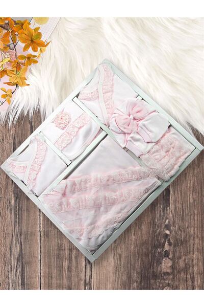 Kinder Baby Zıpır Kız Bebek Fistolu Pamuklu 10'lu Hastane Çıkış Seti Pembe 578