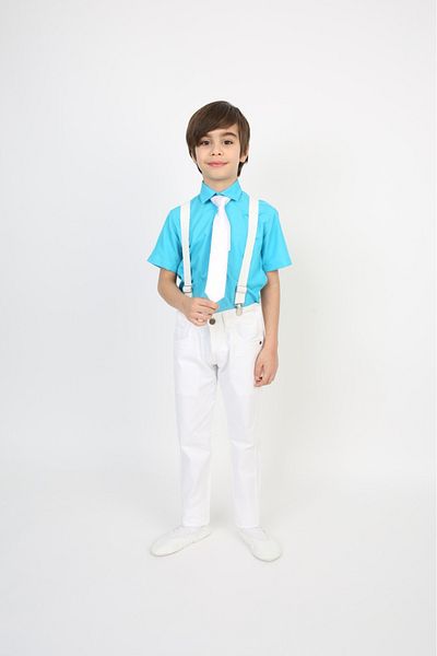 Dıgıl Kids Boy's Suit Suspender Bow Tie Shirt Pantalon Yellow Saks Turquoise Red
