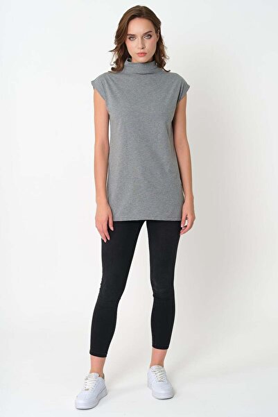 ESPİNA Women's 2-pack Stand Collar Sleeveless Knitted Cotton Tunic