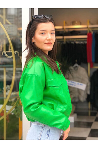CROP DERİ CEKET
