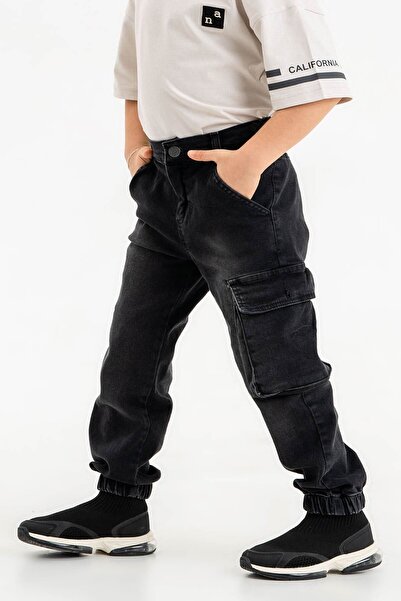 Gold Class Kidswear Erkek Çocuk Jogger Kargo Cepli Kot Pantalon