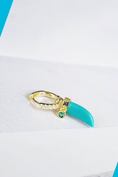 MorMajor Silver TEKL İTHAL FİL DİŞİ TURKUAZ GÜMÜŞ KÜPE