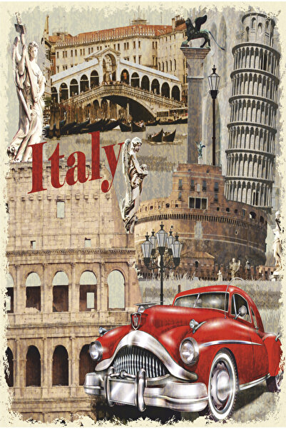 Hayat Poster italia roma pizza turn masina clasica atractie turistica retro p...
