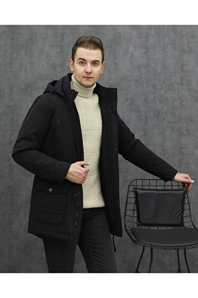 BIGAZZI BİGAZZİ 99398 KAPŞONLU KANVAS KABAN (SİYAH)